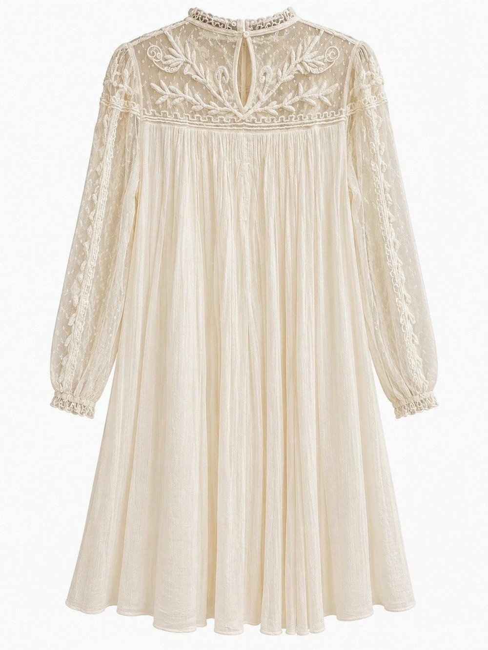 Free People Embroidered Mini Dress in Cream  New With Tags - Picture 2 of 4